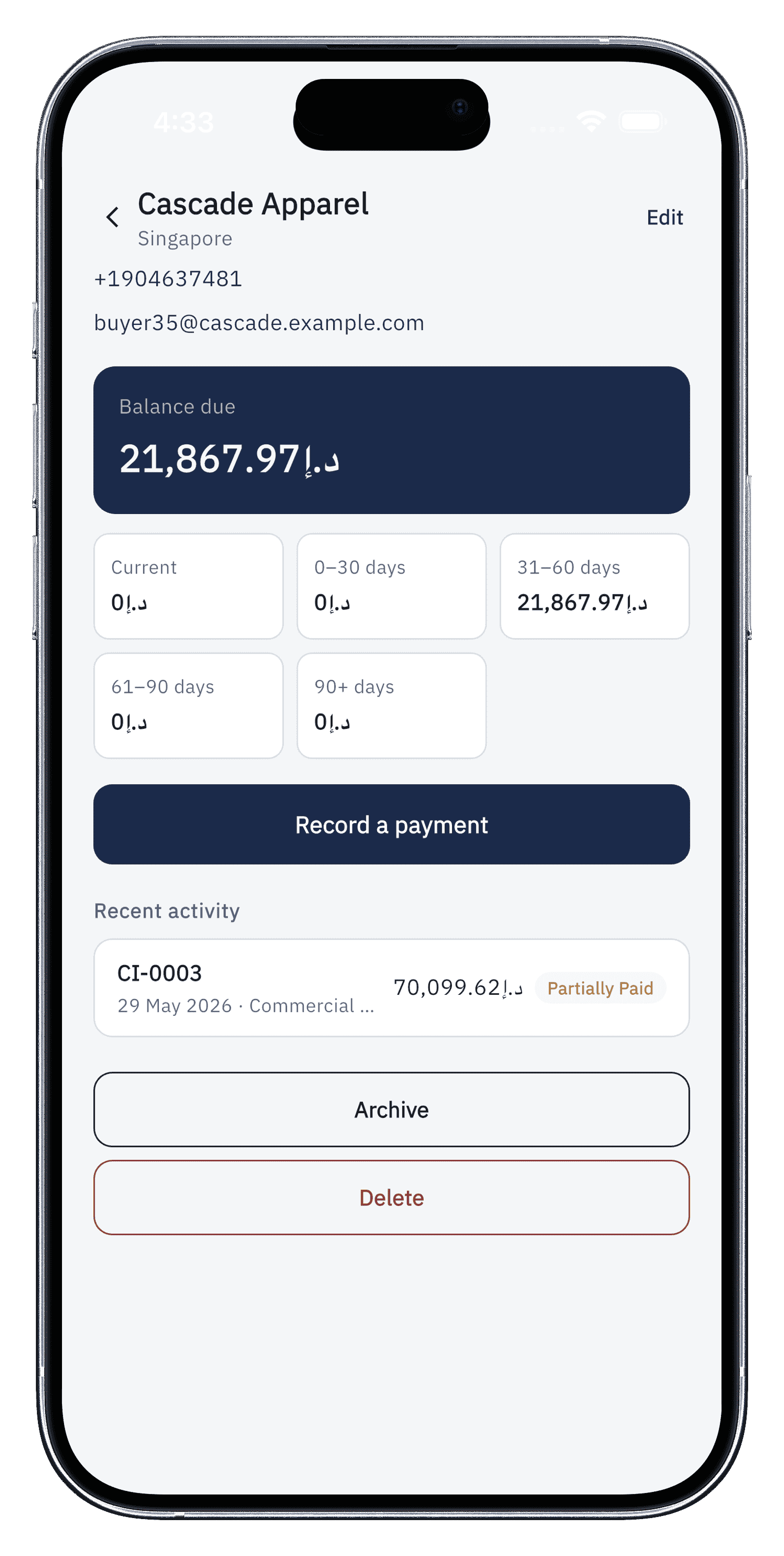 Entering buyer and shipment details in Bilexor
